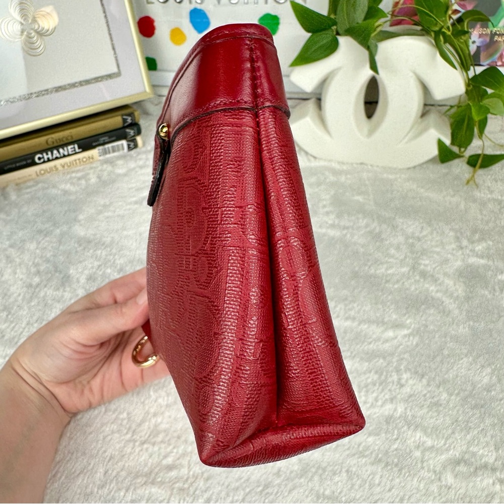 Dior Trotter Red monogram canvas and leather Wristlet, Pouch VINTAGE CUTE - Picture 5 of 13